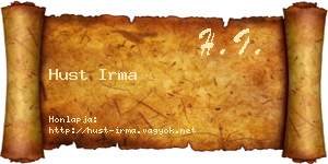 Hust Irma névjegykártya